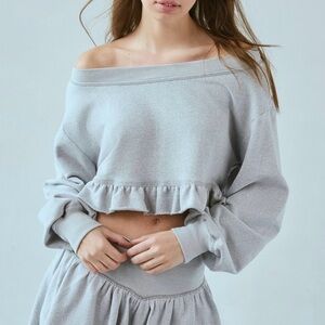 Out From Under Lyra ruffle off-the-shoulder pullover sweatshirt. NWOT.